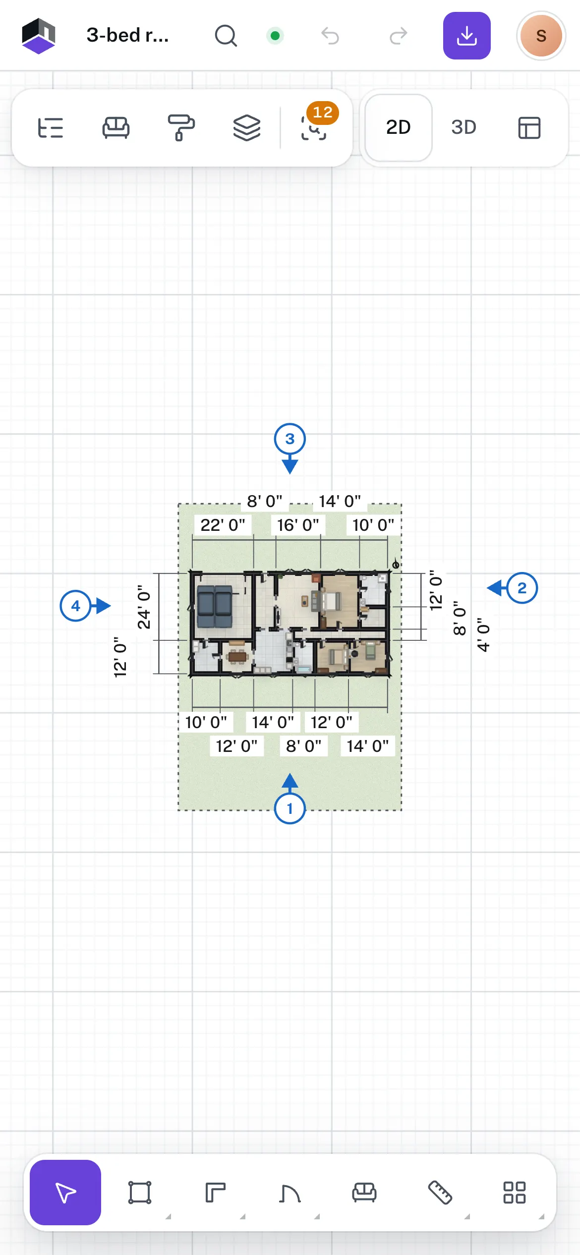 The FloorGen editor on a phone